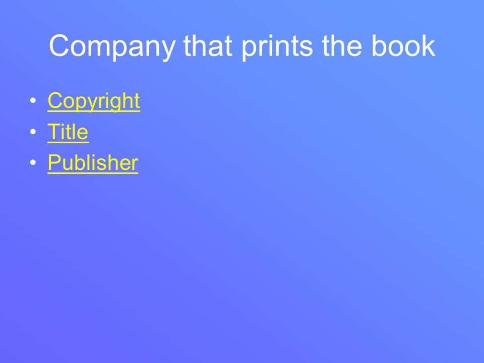 Company that prints the book