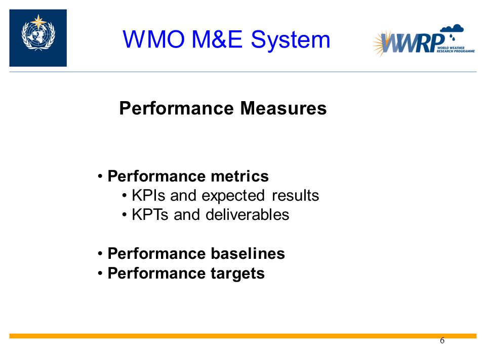WMO M&E System Performance Measures Performance metrics
