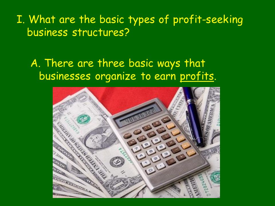 I. What are the basic types of profit-seeking business structures