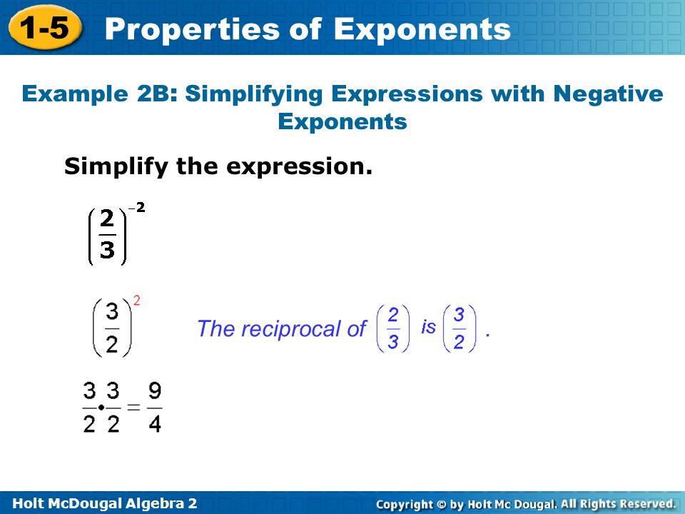 Example 2B: Simplifying Expressions with Negative Exponents