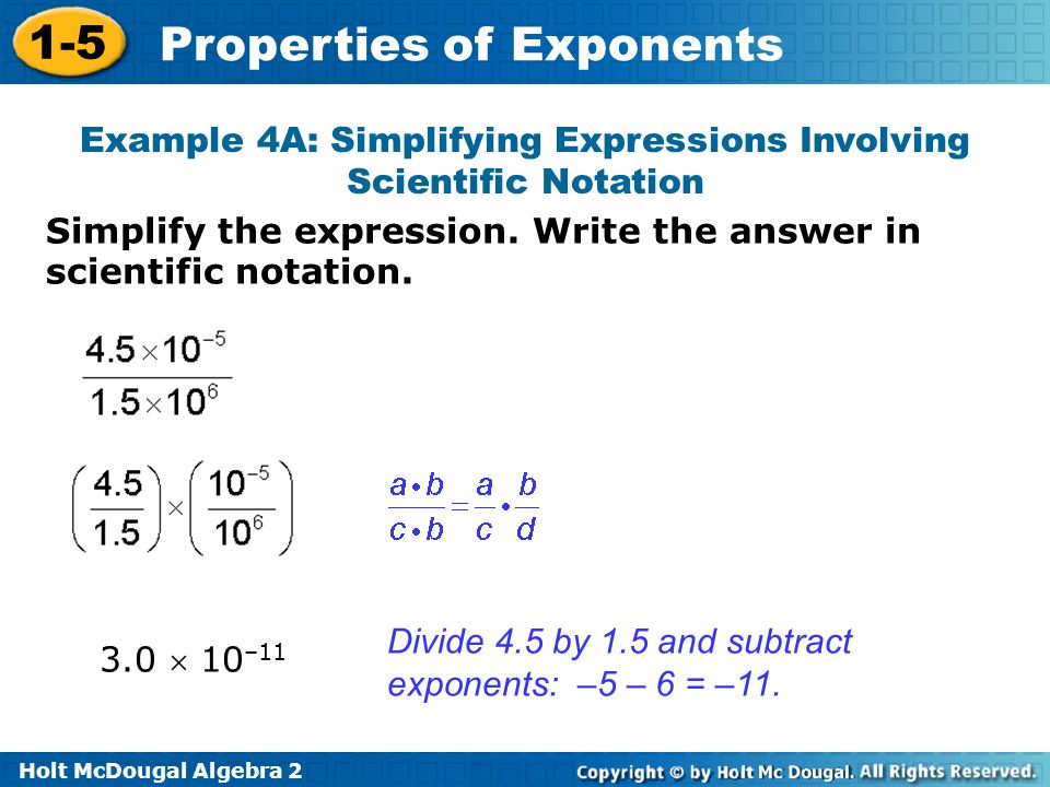 Example 4A: Simplifying Expressions Involving Scientific Notation