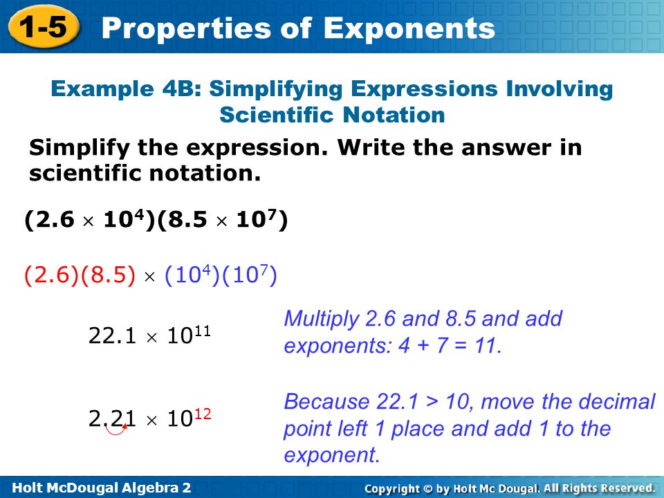 Example 4B: Simplifying Expressions Involving Scientific Notation