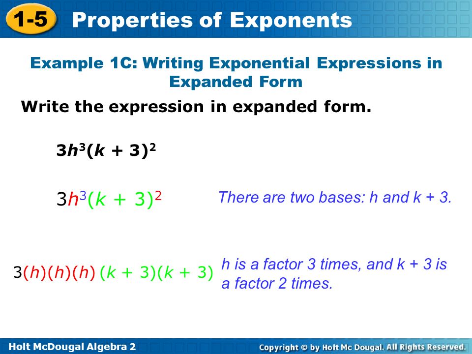 Example 1C: Writing Exponential Expressions in Expanded Form