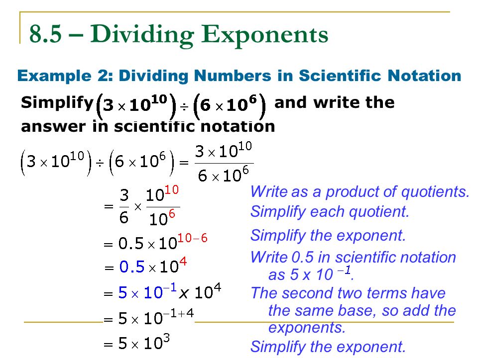 Example 2: Dividing Numbers in Scientific Notation
