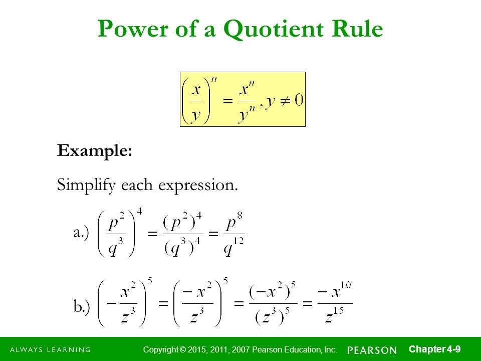 Power of a Quotient Rule