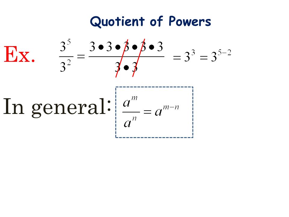 Quotient of Powers Ex. In general: