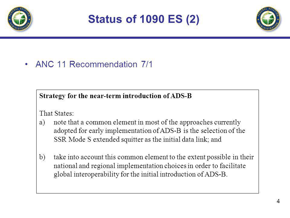 Status of 1090 ES (2) ANC 11 Recommendation 7/1