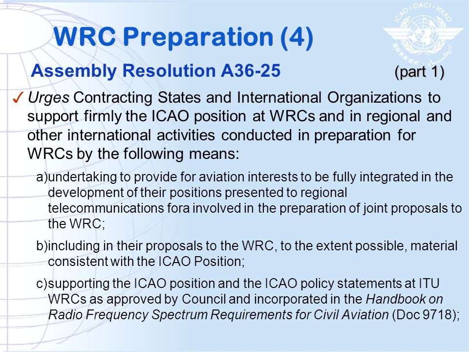 WRC Preparation (4) Assembly Resolution A36-25 (part 1)