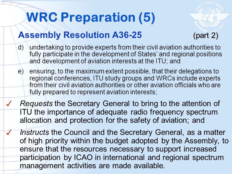 WRC Preparation (5) Assembly Resolution A36-25 (part 2)