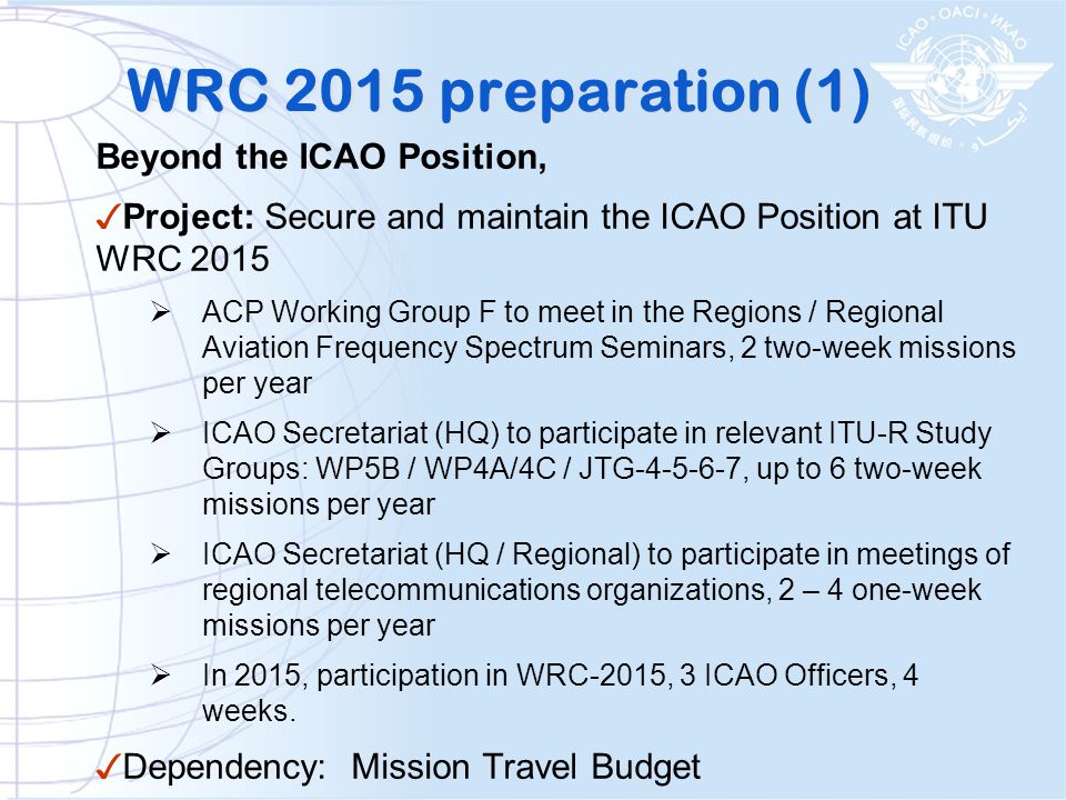 WRC 2015 preparation (1) Beyond the ICAO Position,