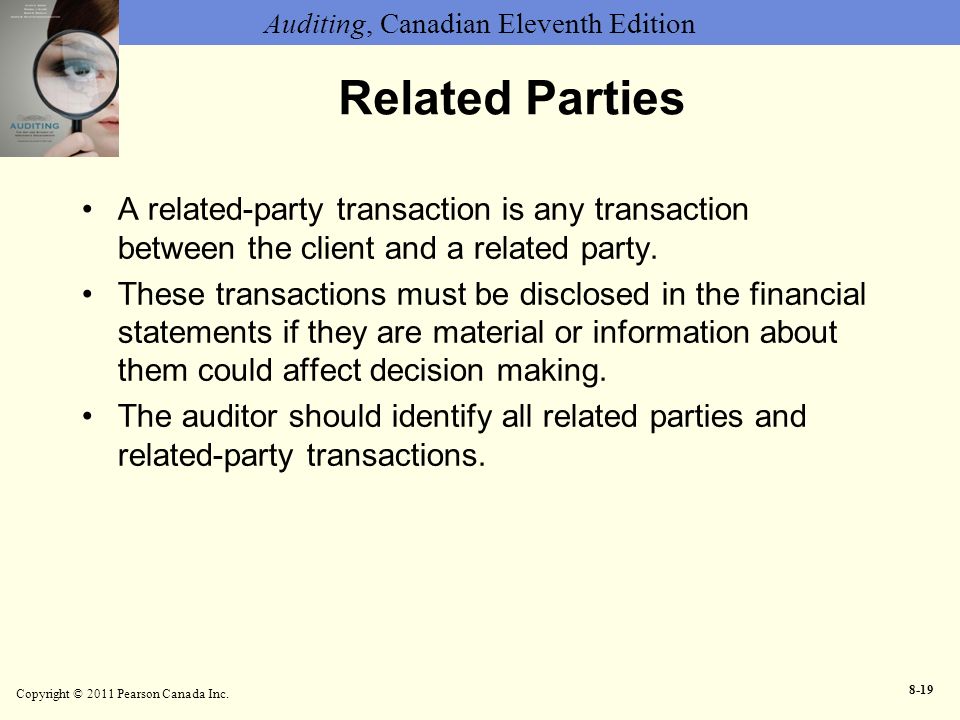 Related Parties A related-party transaction is any transaction between the client and a related party.