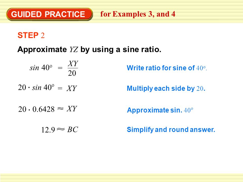Approximate YZ by using a sine ratio.