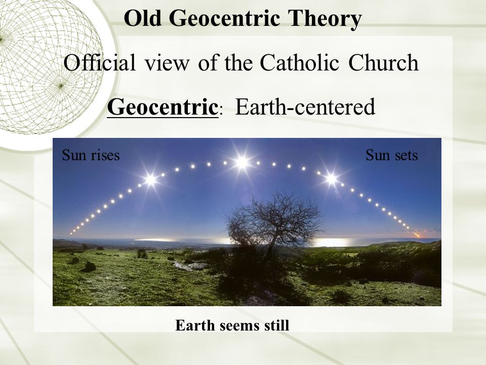 Official view of the Catholic Church Geocentric: Earth-centered