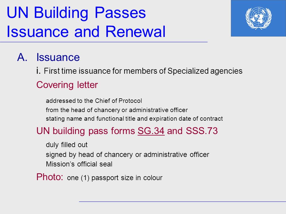 UN Building Passes Issuance and Renewal