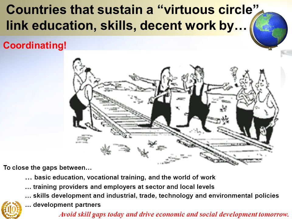 Countries that sustain a virtuous circle link education, skills, decent work by…