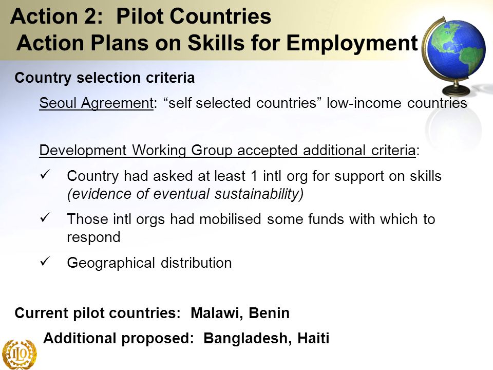Action 2: Pilot Countries Action Plans on Skills for Employment