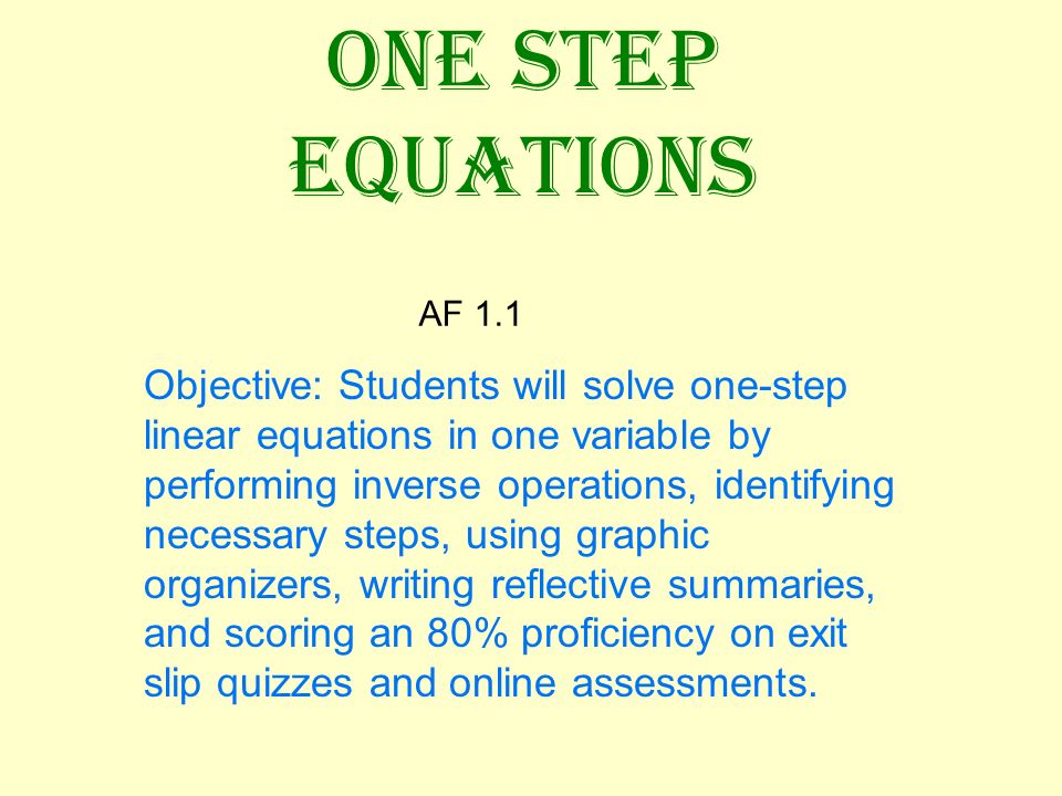 ONE STEP EQUATIONS AF 1.1.