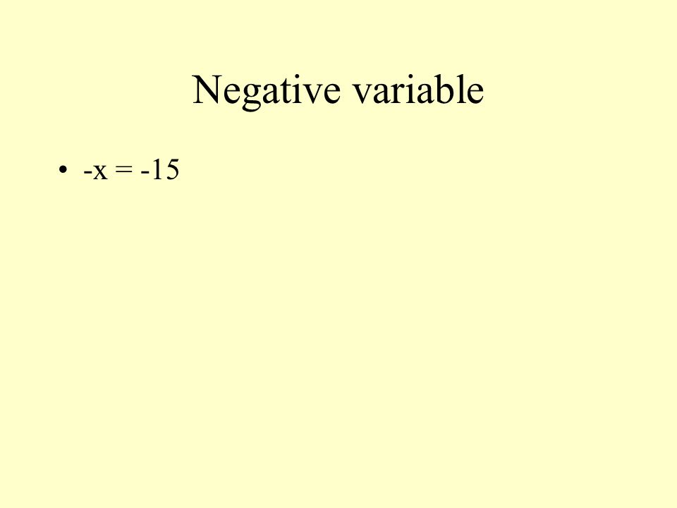 Negative variable -x = -15