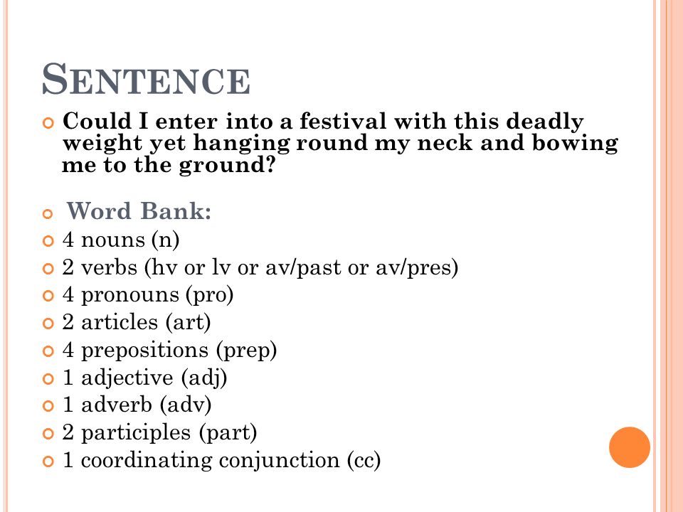 Sentence Could I enter into a festival with this deadly weight yet hanging round my neck and bowing me to the ground