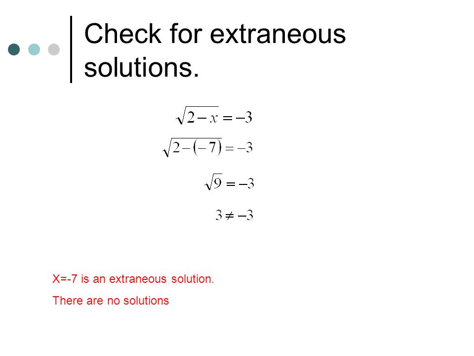 Check for extraneous solutions.