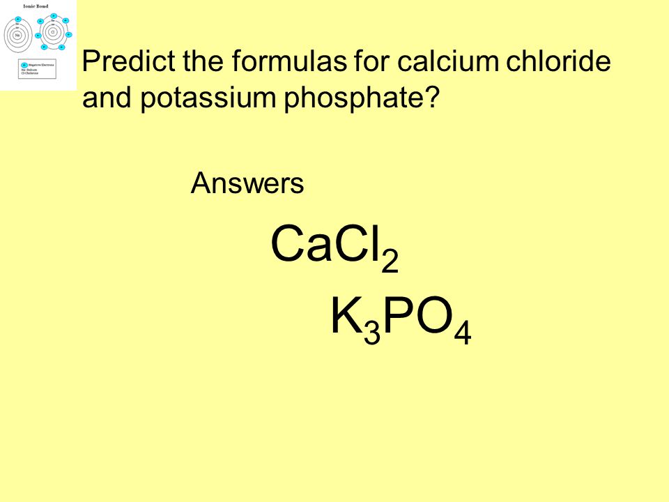 Predict the formulas for calcium chloride and potassium phosphate