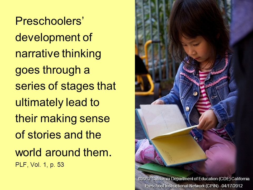 Series of Stages Preschoolers’ development of narrative thinking