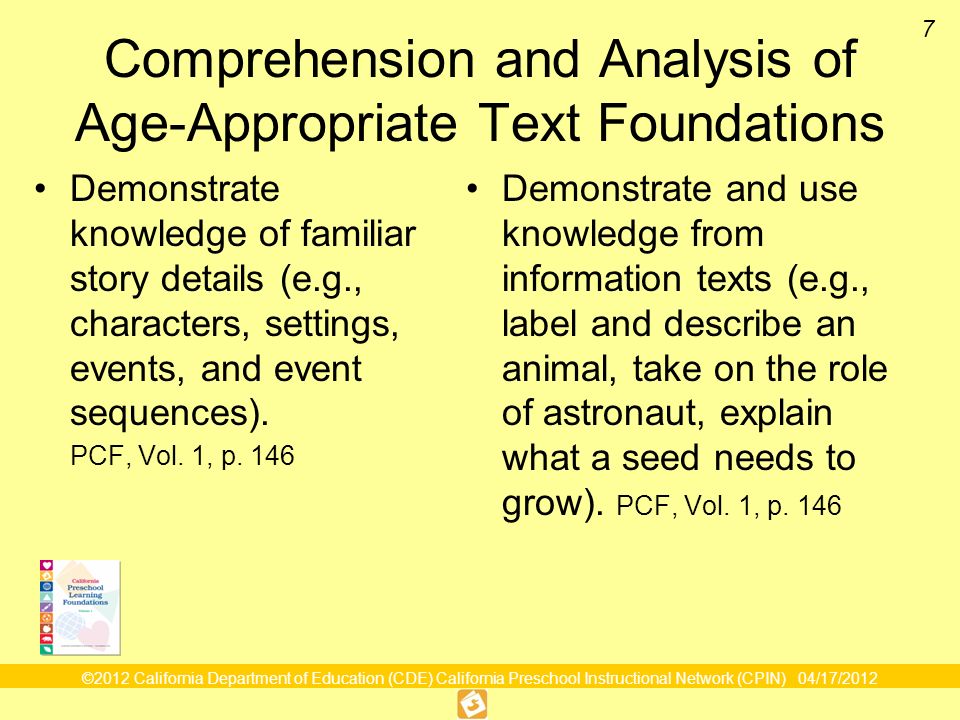 Comprehension and Analysis of Age-Appropriate Text Foundations