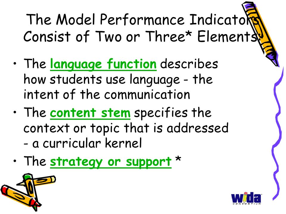The Model Performance Indicators Consist of Two or Three* Elements: