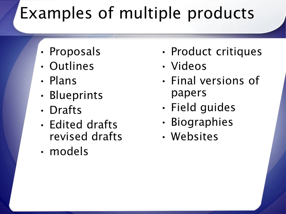 Examples of multiple products