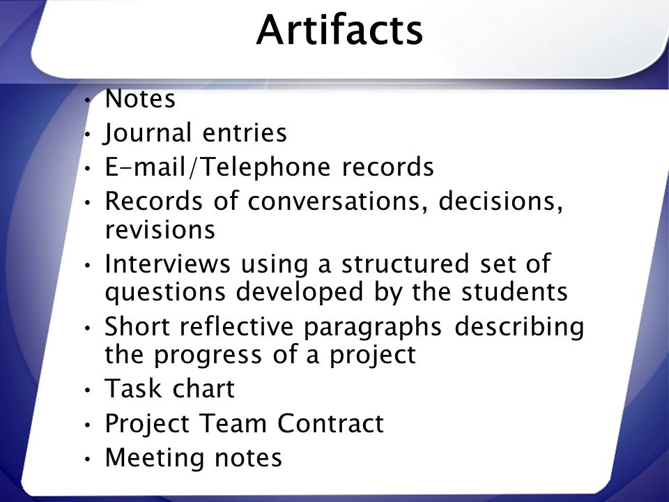 Artifacts Notes Journal entries  /Telephone records