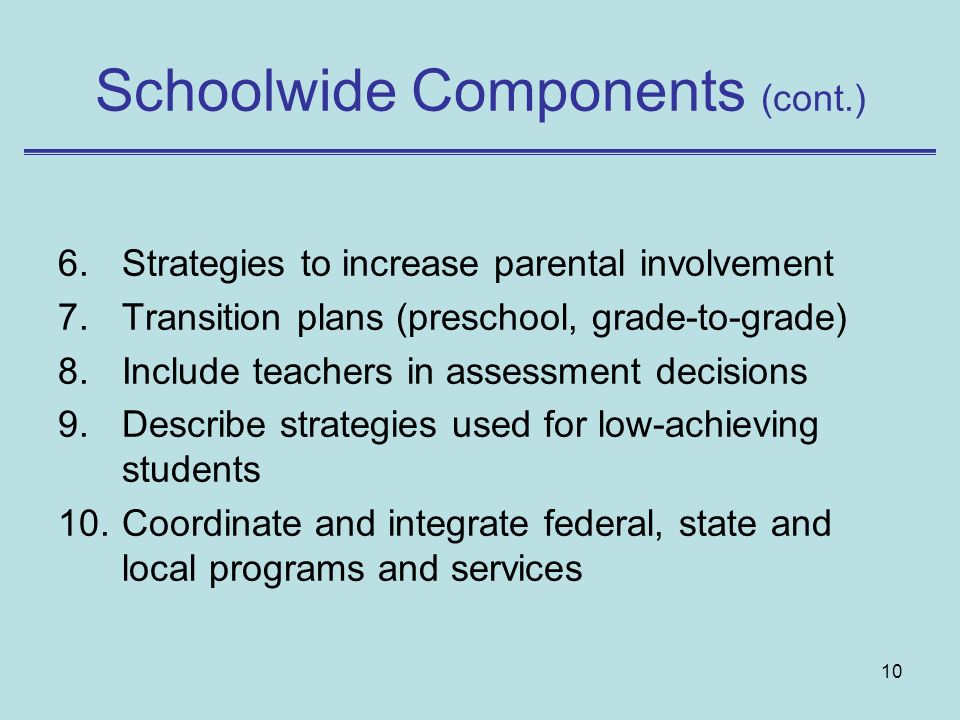 Schoolwide Components (cont.)