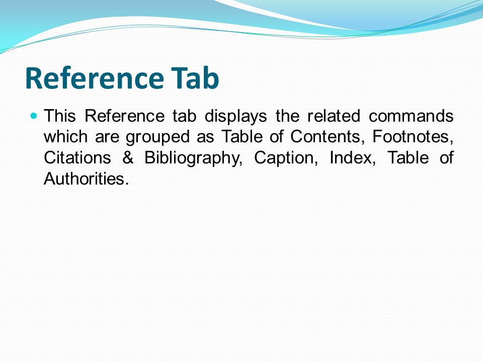 Reference Tab