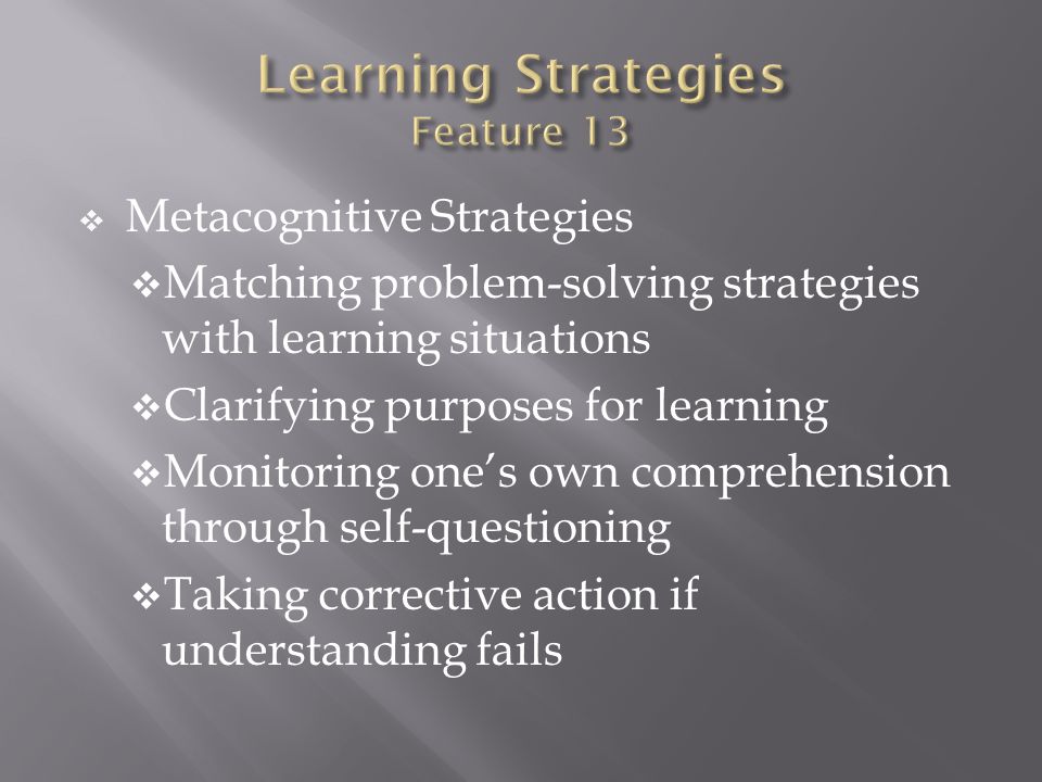 Learning Strategies Feature 13