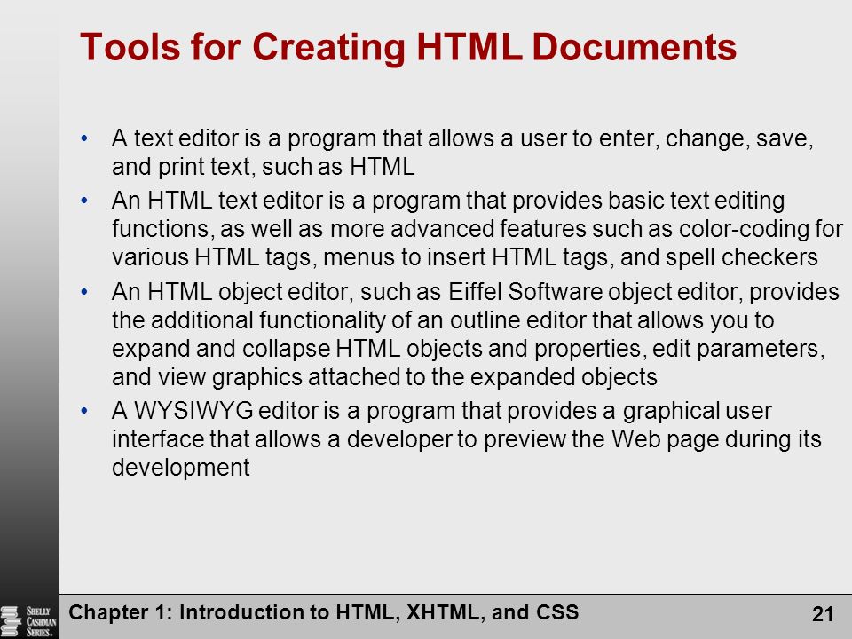 Tools for Creating HTML Documents