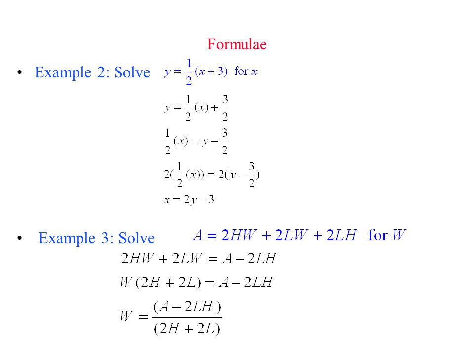 Formulae Example 2: Solve Example 3: Solve