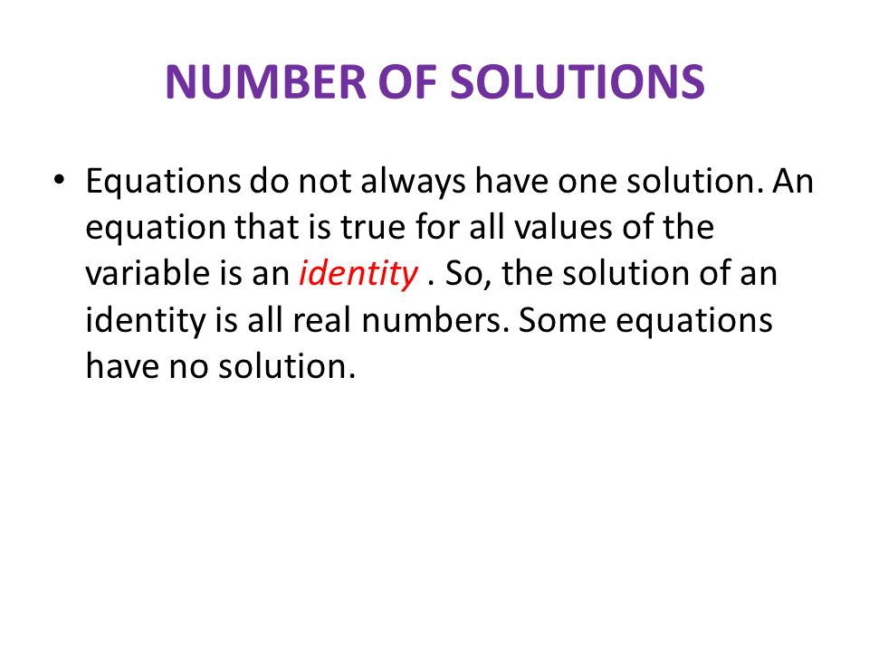 NUMBER OF SOLUTIONS