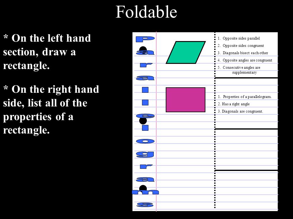 Foldable Parallelograms * On the left hand section, draw a rectangle.
