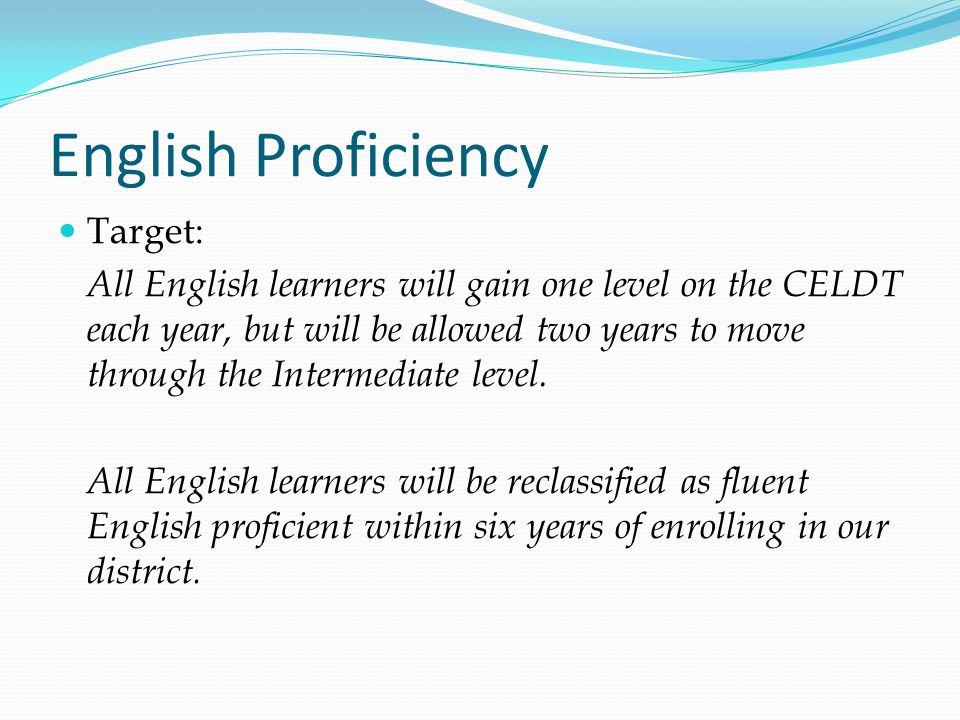 English Proficiency Target: