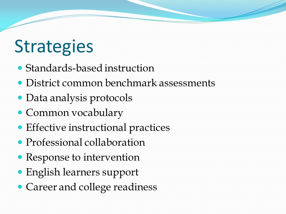 Strategies Standards-based instruction