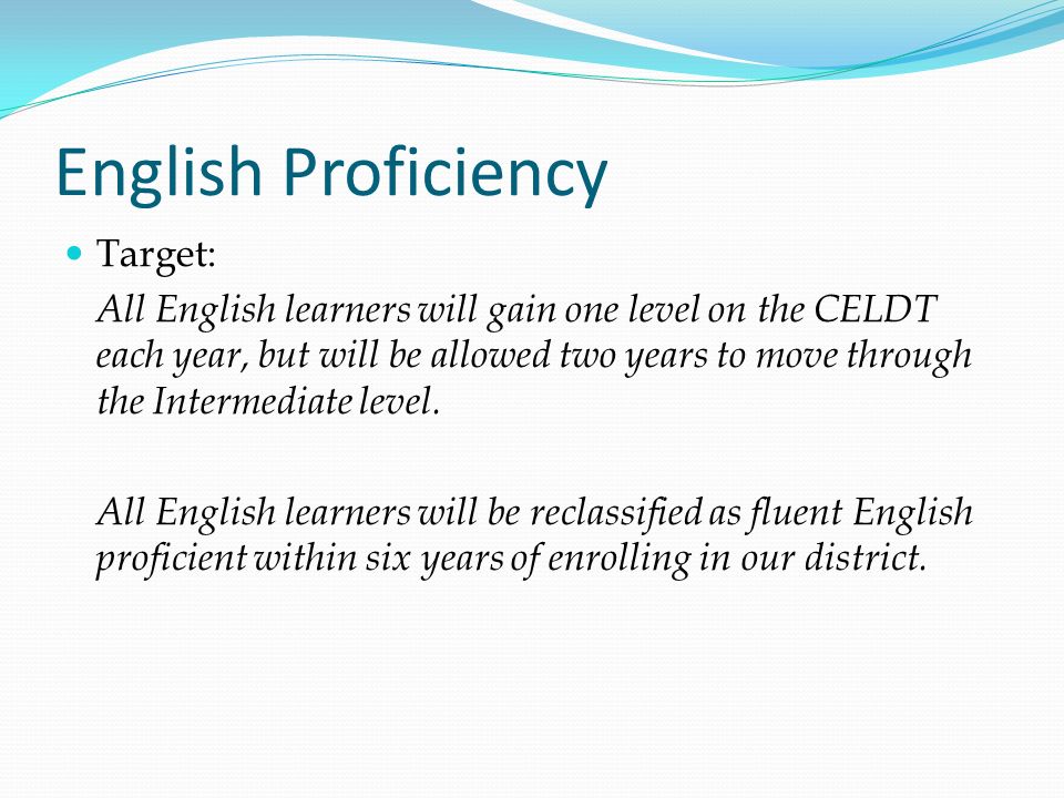 English Proficiency Target: