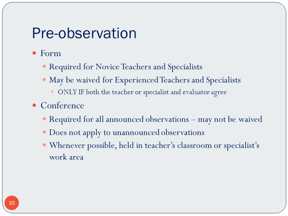Pre-observation Form Conference
