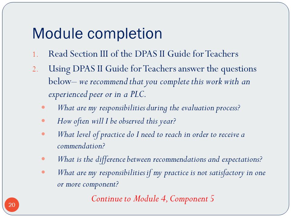 Continue to Module 4, Component 5