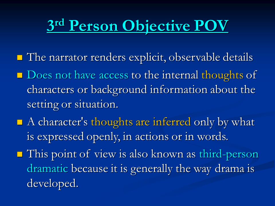 3rd Person Objective POV