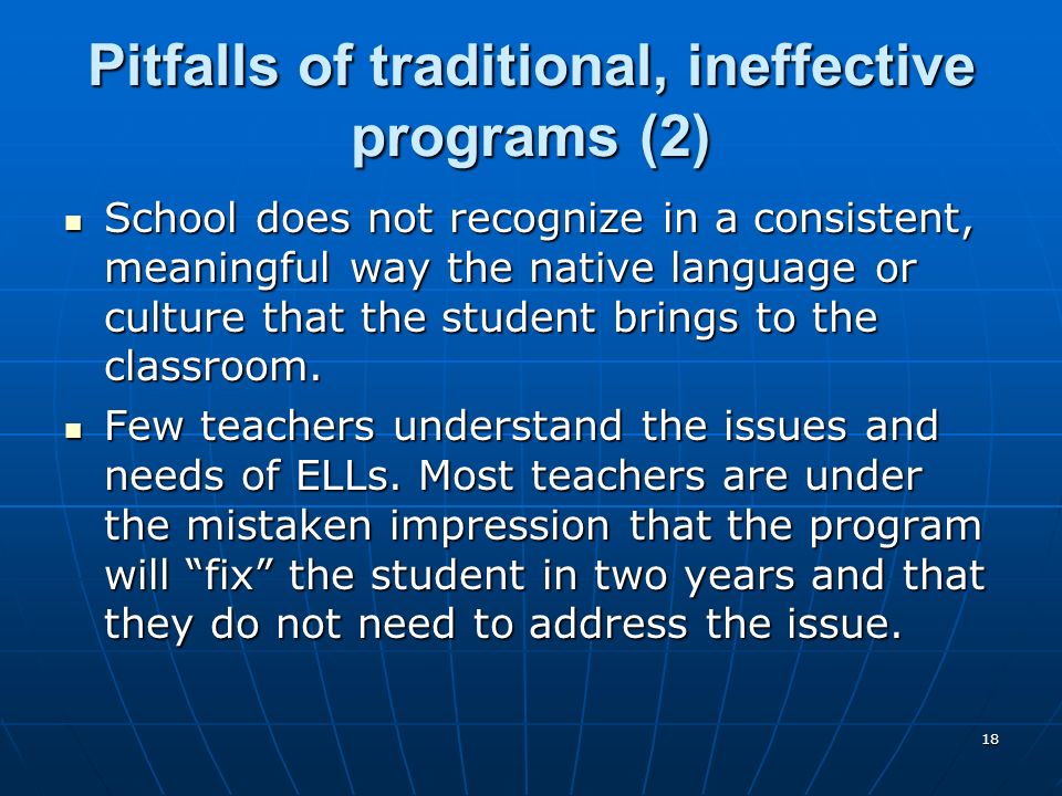 Pitfalls of traditional, ineffective programs (2)
