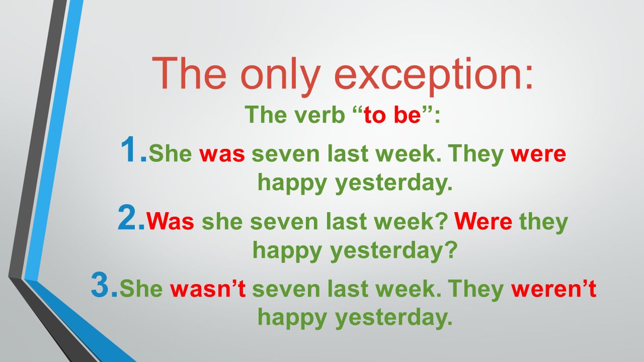 The only exception: The verb to be :