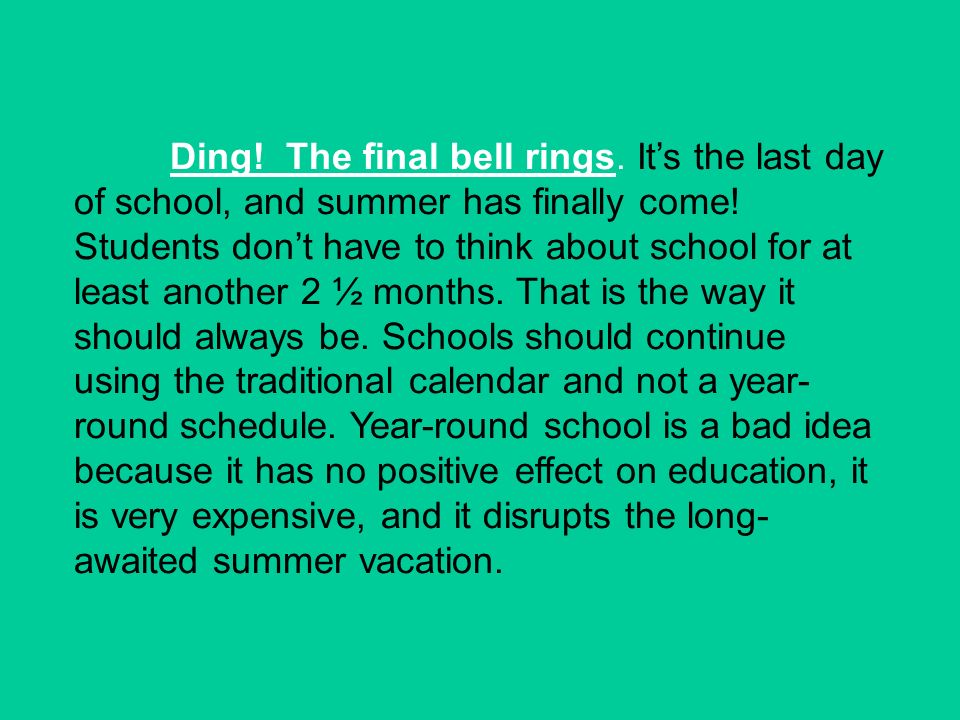 Ding. The final bell rings