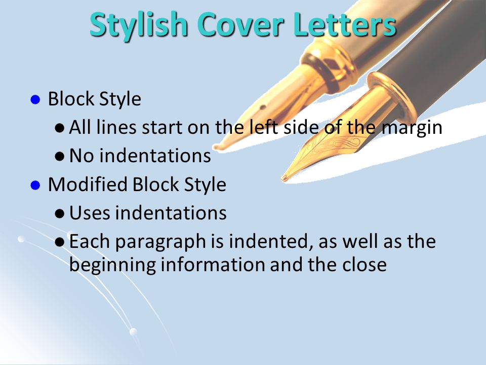 Stylish Cover Letters Block Style