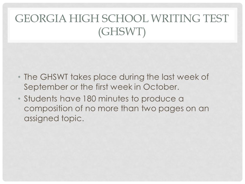 Georgia High School Writing Test (GHSWT)