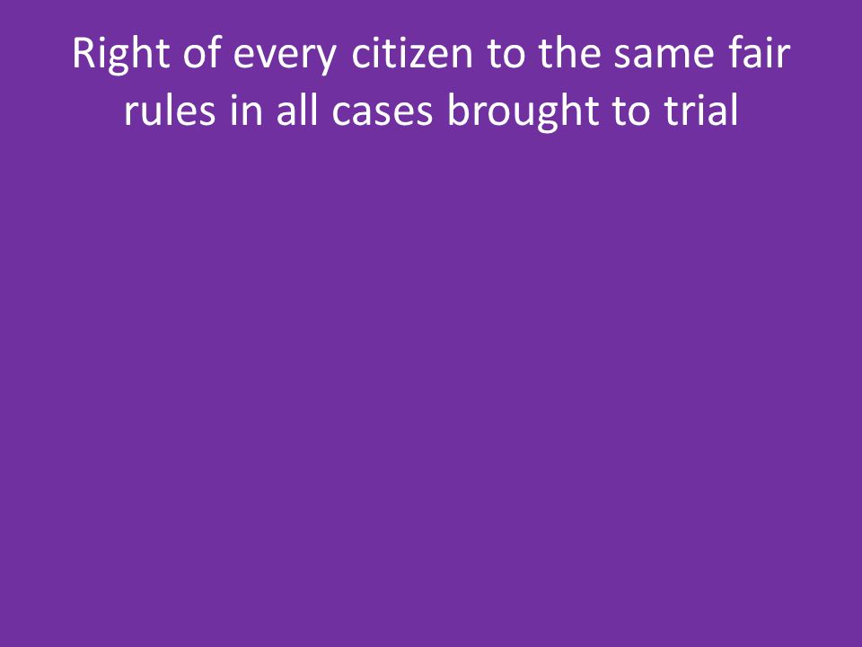 Right of every citizen to the same fair rules in all cases brought to trial