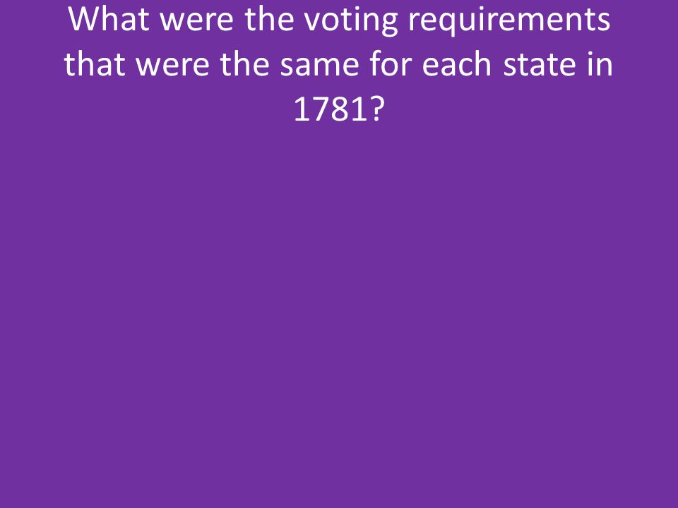 What were the voting requirements that were the same for each state in 1781